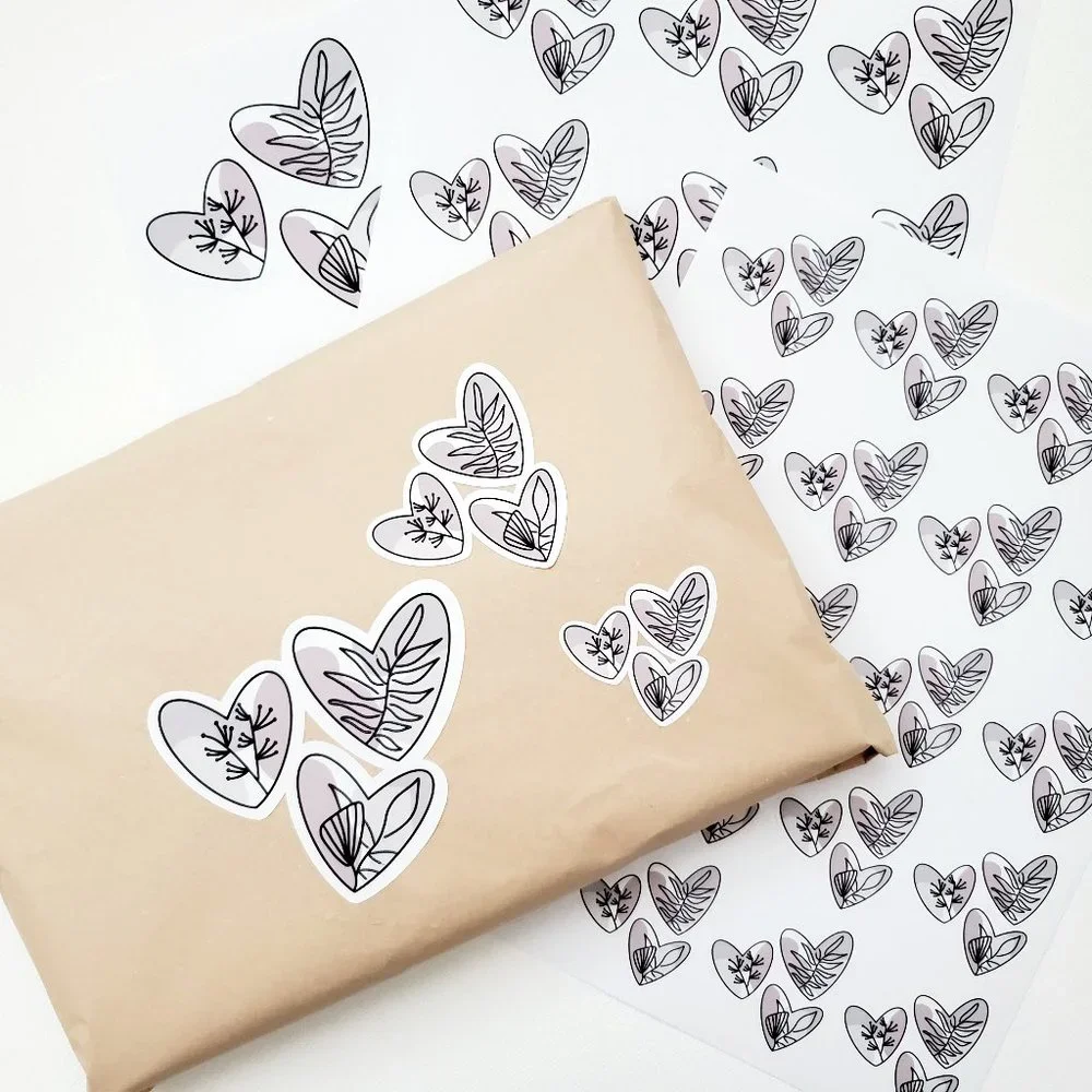 LB068 Neutral Palette Abstract Heart Line Art Plants Sticker Sheets [Price Firm] - Picture 10 of 12